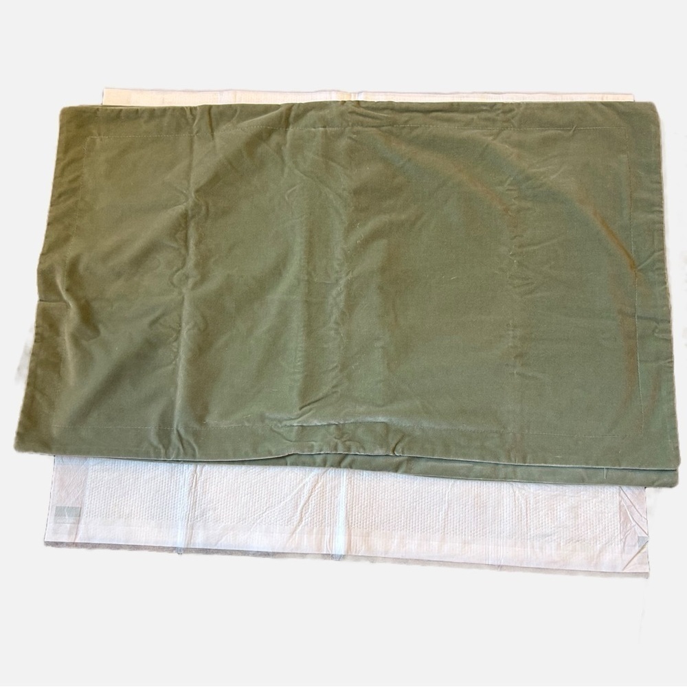 Ralph Lauren Blue Label Pillow Shams Set 2 Velvet Sage Green Cotton King 20x35